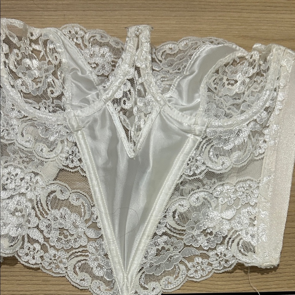 Dior Ivory Lace Satin Strapless Bustier